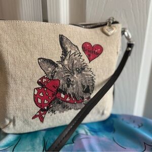Brighton Canvas Dog Print Crossbody Bag